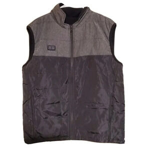 Mens Black Gray Xlarge Puffer Vest Sleeveless Inner Fleece Fall Winter Ski
